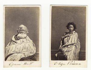 Epuni Hutt ja Eliza Porirua, n. 1865 (albumiprintti) tekijältä James Wrigglesworth