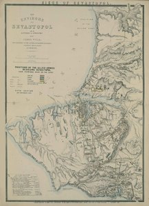 Sevastopolin ympäristön kartta, 1854 tekijältä James Wyld