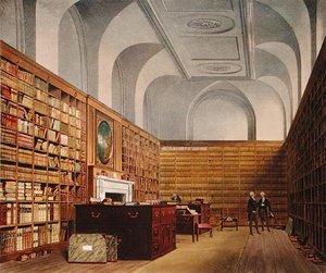 Kings Library, Buckingham House, kirjasta The History of the Royal Residences, kaiverrus James Baily, William Henry Pyne (1769-1843), 1819 (katso myös 169795) tekijältä James after Stephanoff