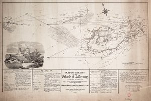 Kartta ja kartta Alderneyn saaresta ja Casketsista. tekijältä James the Younger Wyld