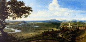 Näkymä Nottinghamiin idästä, n. 1695 (öljy kankaalle) tekijältä Jan (attr.to) Siberechts