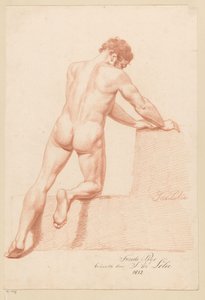 Polvistuva alaston mies, takaa katsottuna (2. palkinto 1812) tekijältä Jan Adriaan Antonie de Lelie
