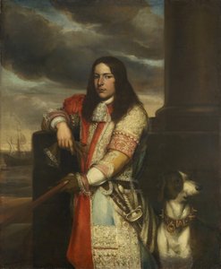 Hollantilainen: Engel de Ruyter (1649-83). Vara-amiraali, Michiel Adriaensz de Ruyterin poika Engel de Ruyterin muotokuva. tekijältä Jan Andrea Lievens