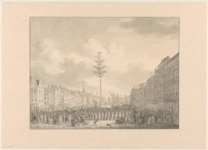 Vapaudenpuu Grote Marktilla Rotterdamissa, 1795 tekijältä Jan Anthonie Langendijk Dzn (possibly)