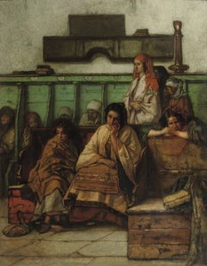 Naisten penkki Prahan synagogassa, 1855