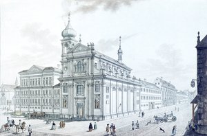 Hibernilaisten kirkko (irlannin fransiskaanit) ja Hibernian (Hybernská) -katu, 1781 tekijältä Jan Balzer