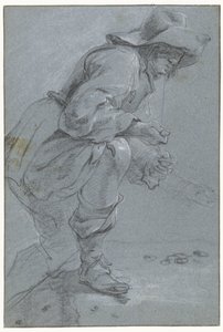 Mies soittamassa "Koten" tekijältä Jan Baptist Weenix
