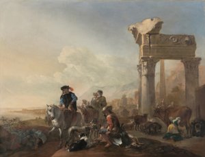 Jan Baptist Weenix / "Metsästäjät raunioiden lähellä", 1648 tekijältä Jan Baptist Weenix