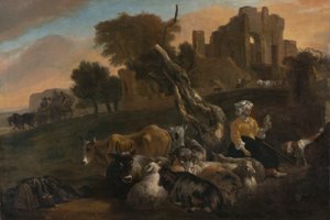 Maisema paimentaren kanssa tekijältä Jan Baptist Weenix