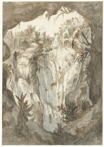 Tivoli-vesiputous luolasta nähtynä tekijältä Jan Brueghel (I) (attributed to)