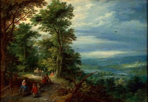 Metsän reuna Lento Egyptiin, 1610. tekijältä Jan Brueghel the Elder