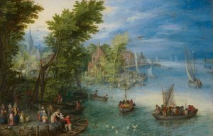 Jokimaisema tekijältä Jan Brueghel the Elder