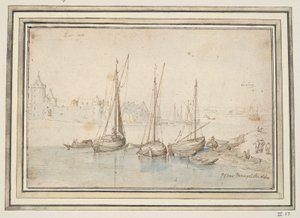 Näkymä Ruhrortiin ja Duisburgiin tekijältä Jan Brueghel the Elder