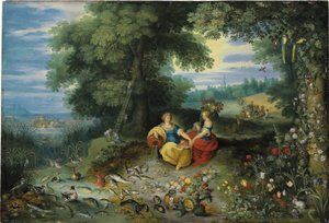 Allegoria vedestä ja maasta tekijältä Jan Brueghel the Younger