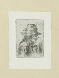 Mies laittaa hoge hoed, naar rechts John Chalonin etsausten täydellinen työ / Oeuvre Complette des Eaux Fortes par Jean Chalon (sarjan nimi)