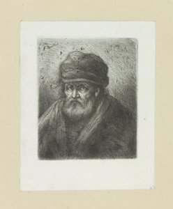 Oude mies laittaa baardin mutsiin John Chalonin etsausten täydellinen työ / Oeuvre Complette des Eaux Fortes par Jean Chalon (sarjan nimi) tekijältä Jan Chalon