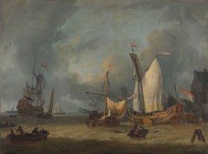 Myrsky (laivoja satamassa kovassa tuulessa) tekijältä Jan Claesz. Rietschoof