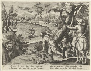 Jacht op kraaien en spreeuwen Jachttaferelen (sarjan nimi) Villiriistan, lintujen ja kalojen metsästys Bestiaryssa (sarjan nimi)