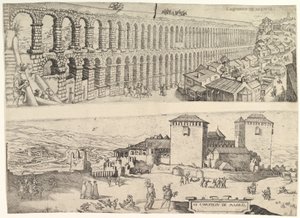 Segovian akvedukti ja Madridin linna, 1500-1599. tekijältä Jan Cornelisz Vermeyen