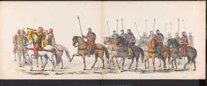 Leidenin opiskelijoiden naamiaiset, 1865 (levy 1) Leidenin opiskelijakunnan jäsenten pukukulkue 6. kesäkuuta 1865 Leidsche Hoogeschool -koulun 290-vuotisjuhlan kunniaksi, ja kuvassa: hollantilaisten tuloa