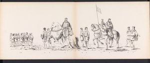 Leidenin opiskelijoiden naamiaiset, 1865 (levy 7) Leidenin opiskelijakunnan jäsenten pukukulkue 6. kesäkuuta 1865 Leidsche Hoogeschool -koulun 290-vuotisjuhlan kunniaksi, kuvassa: hollantilaisten tulo