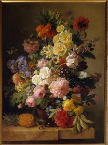 Kukkia marmorikonsolilla ananasella Jan Frans van daelin (1764-1840) maalaus (ec.flam.) 1800-luvun Fontainebleau. Musee du Chateau - Kukkia marmorikonsolissa ja ananasta. Jan Frans van Daelin (1764-1840) maalaus (Flanderin koulukunta). 19t