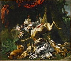 Still-elämä runsaasta riistasta (maalaus kankaalle)