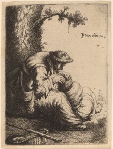 Kerjäläinen nainen pakenemassa poikaa, 1632.