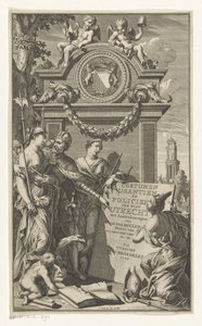 Oikeus opettaa Utrechtin lakeja Puku Usantien ja Utrechtin kaupungin poliisi (nimi esineessä) Nimisivu teokselle Willem Van der Meulen, Costumen, usantien, policien ende style van literen, der Stadt Utrecht, 1709