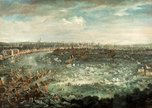 "Thames vuoden 1739 suuren pakkasen aikana" tekijältä Jan Griffier II