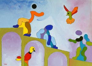 Nousemme sinne, mistä tulimme, 2009 (öljy kankaalle) tekijältä Jan Groneberg