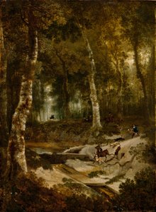 Metsämaisema polttarit metsästää, n.1665 tekijältä Jan Hackaert