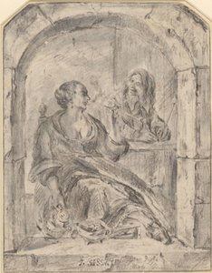 Piippua tupakoiva nainen ja mies, jolla on kaksi piippua tekijältä Jan Havicksz. Steen (possibly)