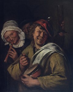 Rommelpot: Sisustus kolmella hahmolla (öljy paneelissa) tekijältä Jan Havicksz. Steen