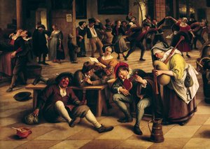 Feast in an Inn, yksityiskohta keskusryhmästä, 1674 (katso myös 19042)