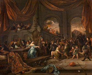 Simsonin pilkkaaminen, noin 1675. tekijältä Jan Havickszoon Steen