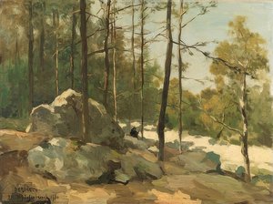 Metsäraivaus lähellä Barbizonia. 1900 tekijältä Jan Hendrik Weissenbruch