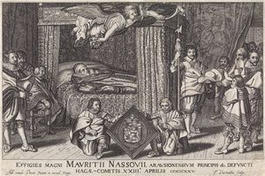 Paradebed van Prins Maurits, 1625 Suuren Maurice Nassouiin, Arausionin prinssin, jne. kuolleen Haag-Comitis XXIII Huhtikuu 1825 (otsikko esineessä) tekijältä Jan Hendriksz. Verstraelen