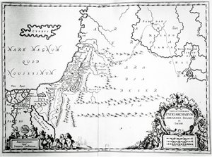 Kartta Abrahamin, Iisakin ja Jaakobin matkoista, 1652