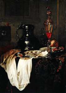Asetelma Tin Tankardilla ja pikari kannella (öljy tammilevylle) tekijältä Jan Jansz Treck