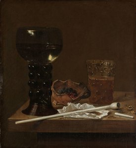 Asetelma Roemerin, olutlasin ja putken kanssa tekijältä Jan Jansz. van de Velde (III)