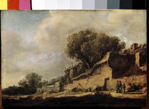 ""Paysage a la chaumiere et au chene"" (Maisema talonpojan mökillä ja tammi) Jan Jozefsz van Goyenin (1596-1656) maalaus 1634 Mitat 87x105 cm Eremitaaši, Pietari tekijältä Jan Josephsz van Goyen