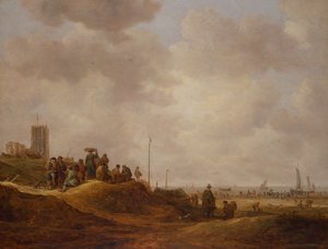 Näkymä Egmond Aan Zeen rannikolle tekijältä Jan Josephsz van Goyen