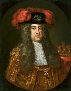 Keisari Kaarle VI Habsburgin (1685-1740) muotokuva kultaisen linnunliinan ritarikunnan kanssa.