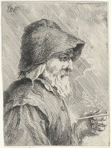 Vanha mies parta ja piippu kädessään tekijältä Jan Lauwryn Krafft (I) (attributed to)