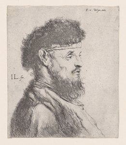 Karvahattuisen miehen rintakuva, 1600-luku. tekijältä Jan Lievens