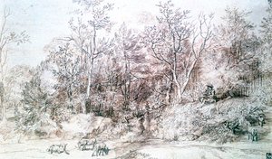 Maisema huilua soittavan henkilön kanssa, c1627-1674 tekijältä Jan Lievens