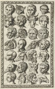 28 ihmisten ja eläinten päätä (28 koppen van mensen en dieren). 1682 tekijältä Jan Luyken