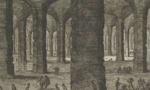 Kalkkikivilouhokset Sint-Pietersbergin alla St Pieters Bergh lähellä Mastrichtia, kuten hän, joka esittelee Aerden alla (otsikko esineessä) tekijältä Jan Luyken