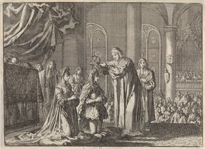 Canterburyn arkkipiispan kruunasi William III ja Maria II Stuart, 1689 tekijältä Jan Luyken